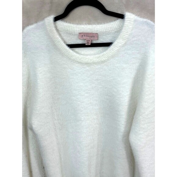Philosophy Sweater Women’s Size XL Color Cream Pearls & Silver Balls Sleeves - Picture 2 of 12